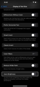 iPhone Auto-brightness settings