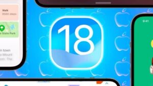 An IOS 18 icon surrounded by some iPhones.