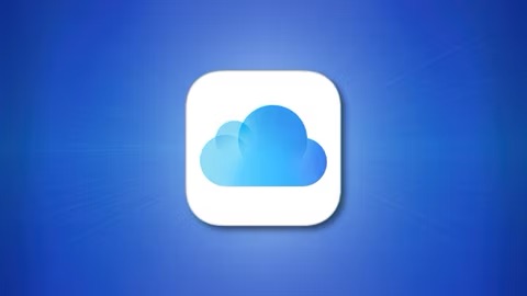 Apple iCloud Logo on blue background  