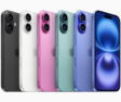 iPhone 16 devices are shown in black, white, pink, teal, and ultramarine.